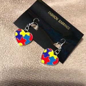 Autism awareness heart/puzzle earrings